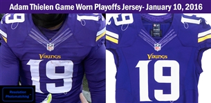 Adam Thielen 2014-2016 Minnesota Vikings Game Used Jersey *Photomatched to Being Used by Thielen in 8 Different Games Including Playoffs*