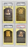 Lot of 4 Autographed Yellow HOF Plaque Postcards w/Bill Terry PSA/DNA