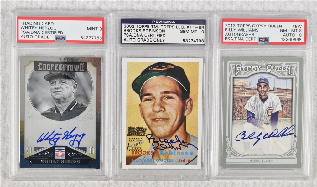 Lot of 3 Autographed Cards w/Brooks Robinson PSA/DNA