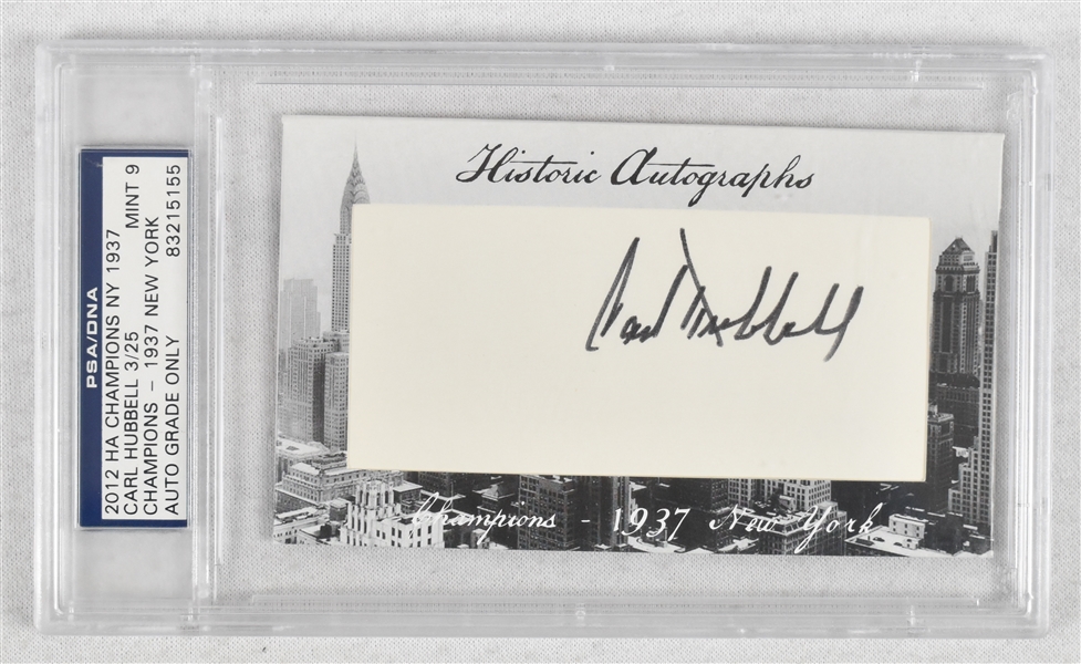 Carl Hubbell Signed Historic Autographs Card PSA/DNA