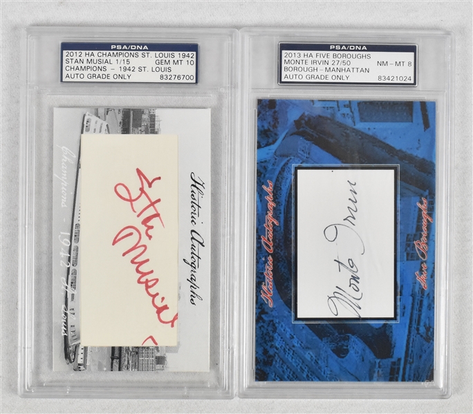 Stan Musial & Monte Irvin Autographed Cards PSA/DNA