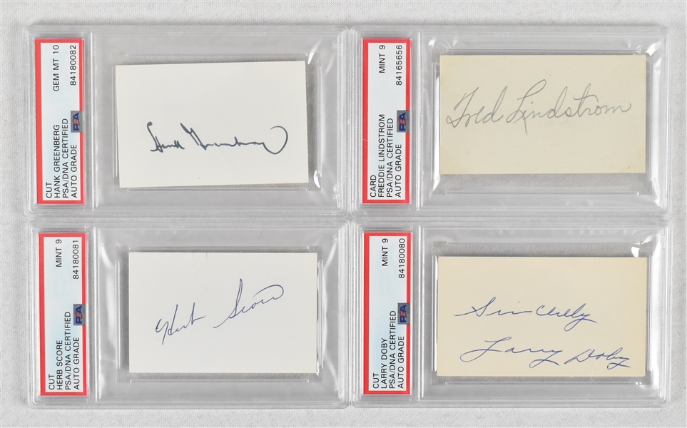 Lot of 4 Cut Signatures w/Hank Greenberg PSA/DNA
