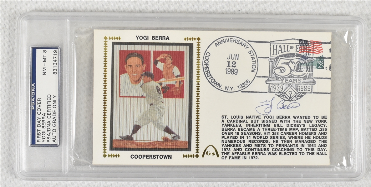 Yogi Berra Autographed First Day Cover PSA/DNA