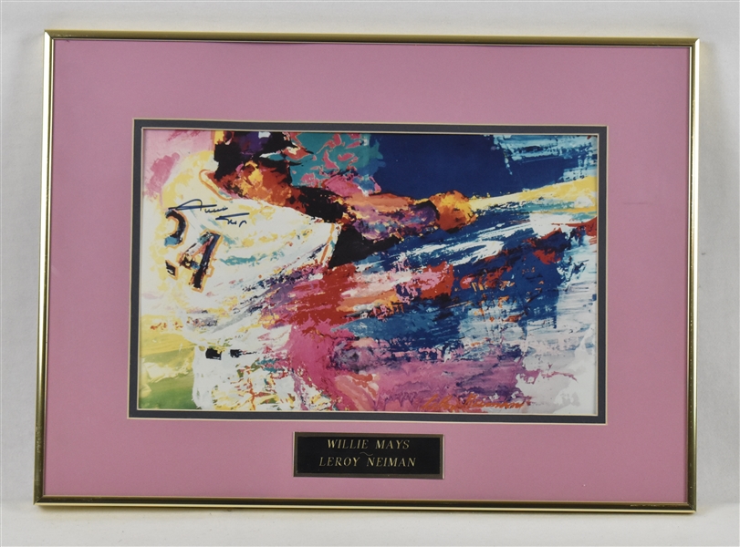 Willie Mays Autographed Framed LeRoy Neiman Poster