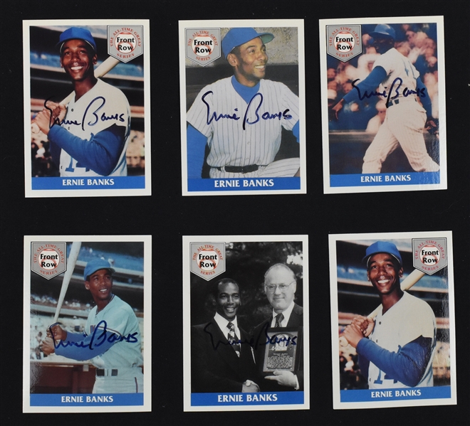 Ernie Banks Lot of 4 Autographed Baseball Cards