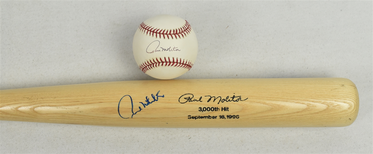 Paul Molitor Autographed Bat & Baseball