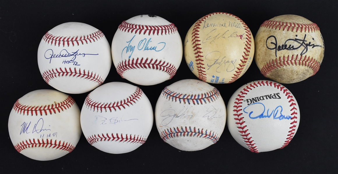 Lot of 8 Autographed Baseballs w/Rollie Fingers & Tony Oliva