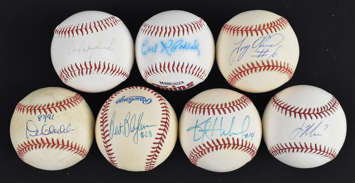 Minnesota Twins Lot of 7 Autographed Baseballs w/Carl Pohlad & Joe Mauer