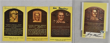 Lot of 4 Autographed Yellow HOF Plaque Postcards w/Zack Wheat
