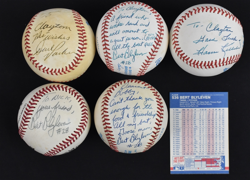 Minnesota Twins Lot of 5 Autographed Baseballs w/Bert Blyleven