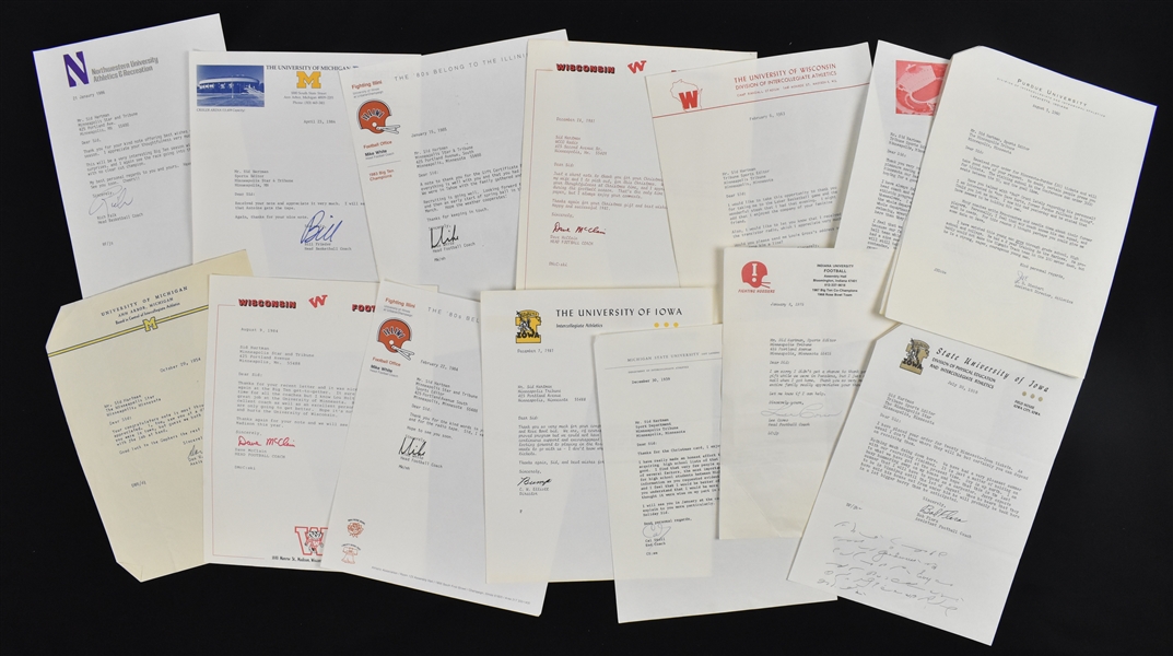 Collection of Big 10 Signed Letters to Sid Hartman