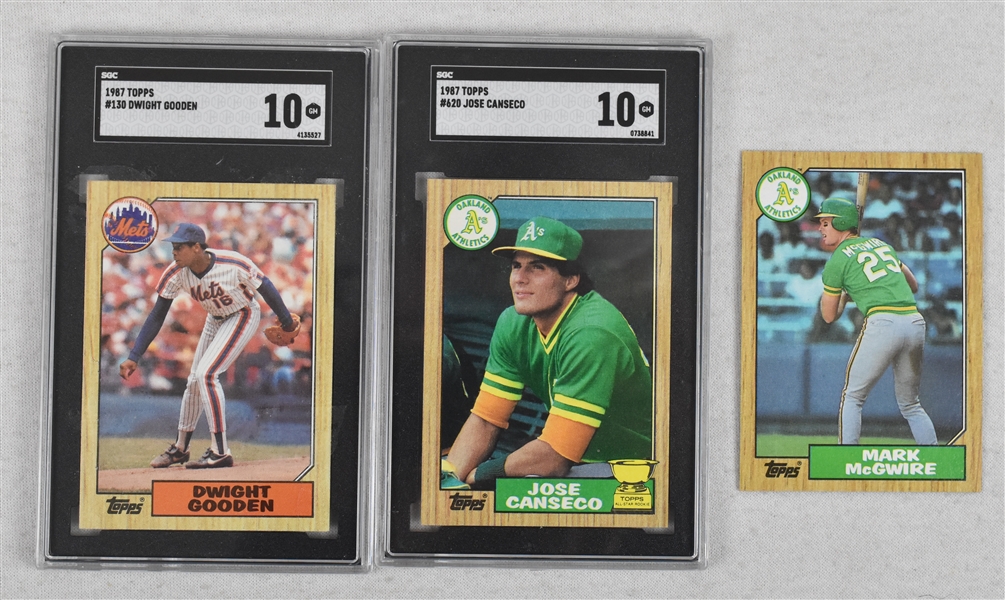 Lot of 3 Baseball Cards w/Jose Canseco & Dwight Gooden SGC 10