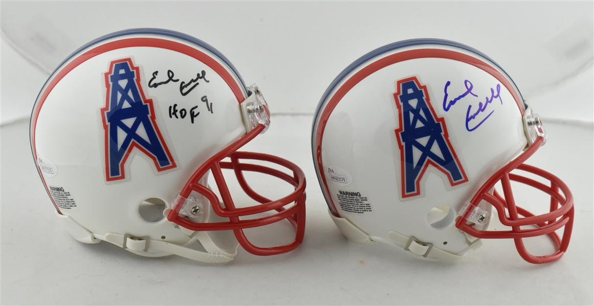 Earl Campbell Lot of 2 Autographed Houston Oilers Mini Helmets