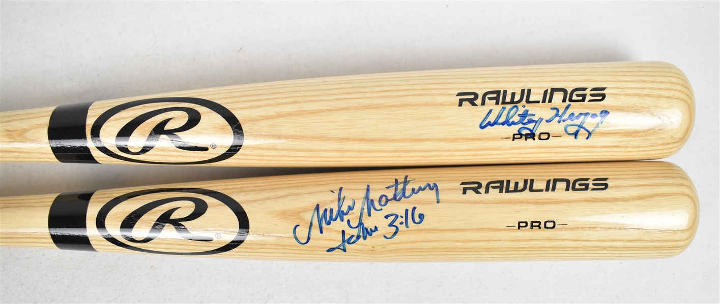 Whitey Herzog & Mike Matheny Lot of 2 Autographed Bats