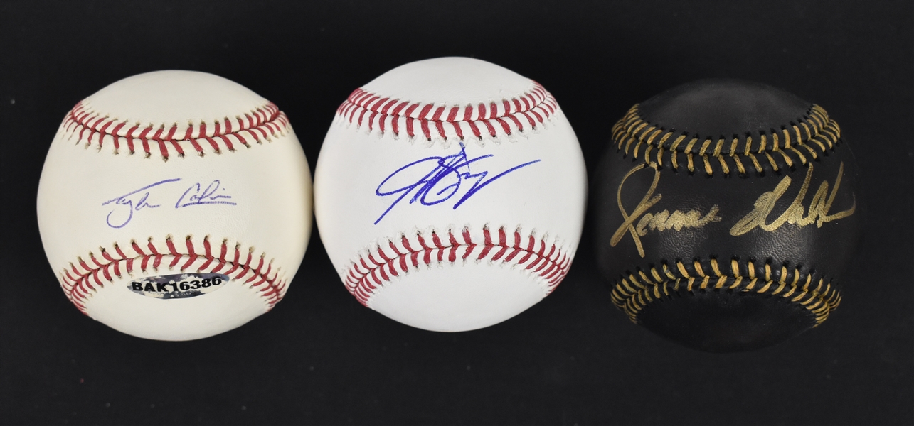 Lot of 3 Autographed Baseballs w/Tyler Colvin & Jerome Walton