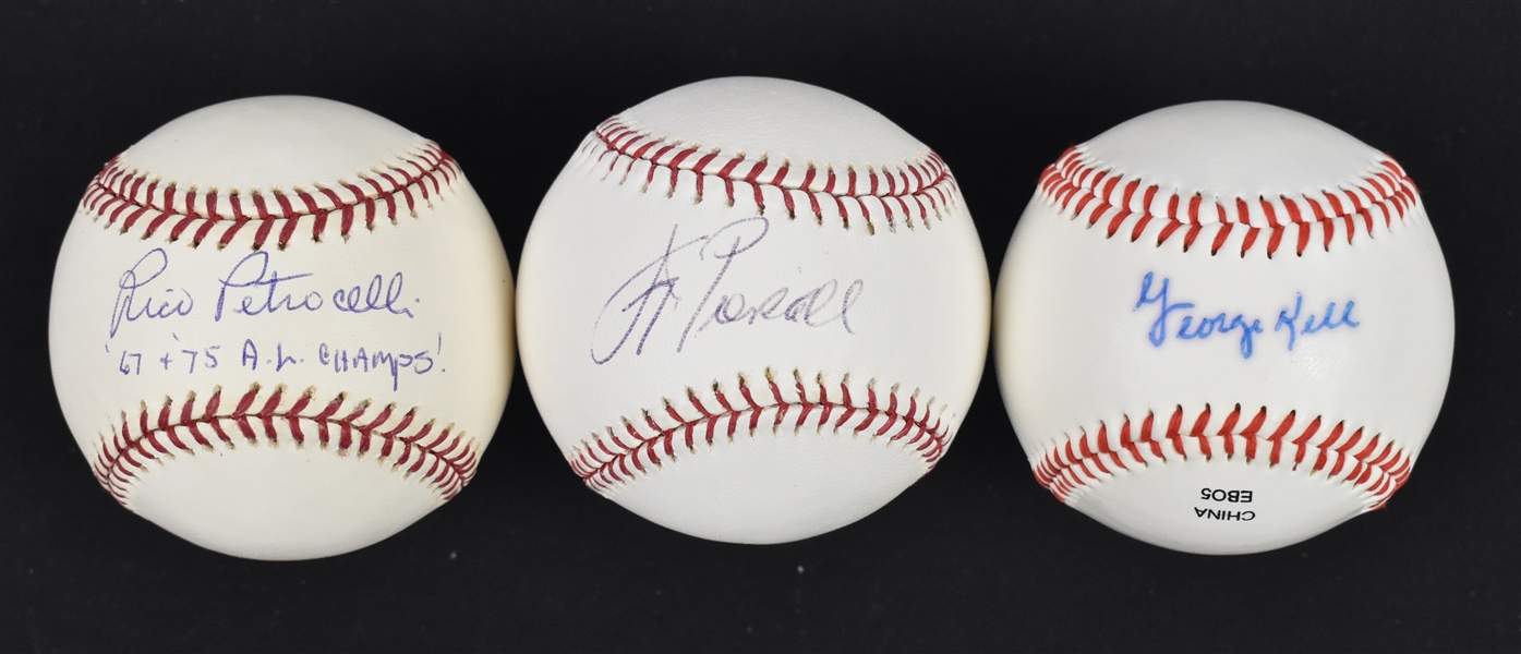 George Kell Rico Petrocelli & Jim Piersall Autographed Baseballs