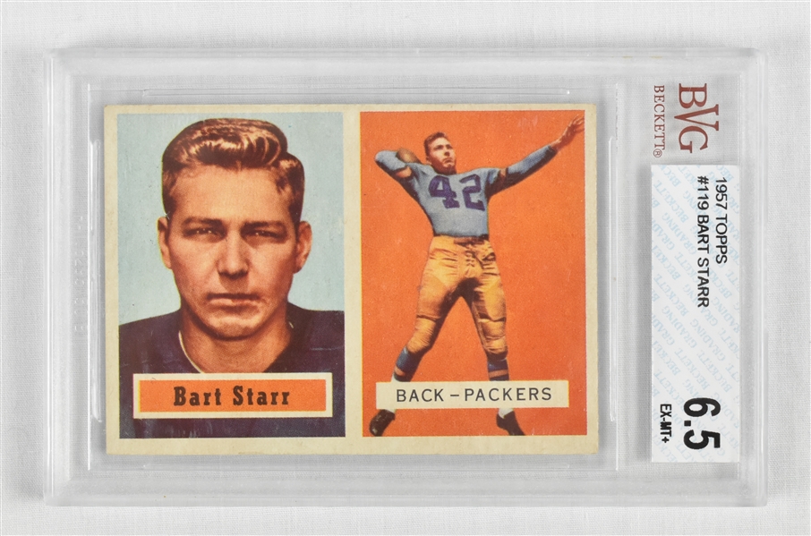 Bart Starr 1957 Topps Rookie Football Card #119 BVG 6.5