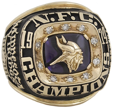 Minnesota Vikings 1974 NFC Championship Gold & Diamond Players Ring