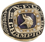 Minnesota Vikings 1974 NFC Championship Gold & Diamond Players Ring