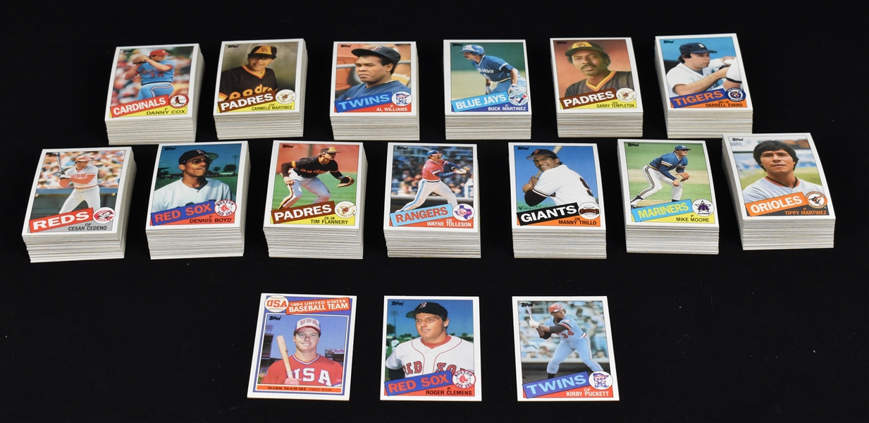 Vintage 1985 Topps Baseball Card Set w/Kirby Puckett Mark McGwire & Roger Clemens Rookie Cards
