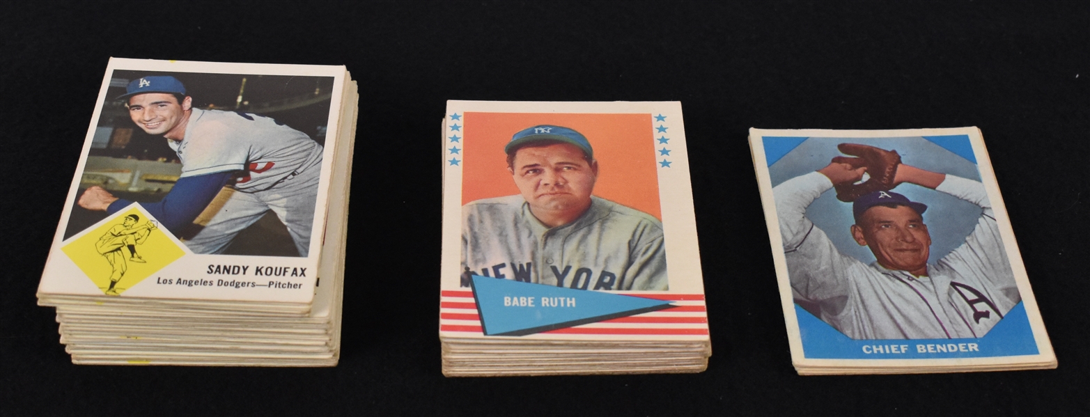 Collection of 1961-63 Fleer Baseball Cards w/Babe Ruth