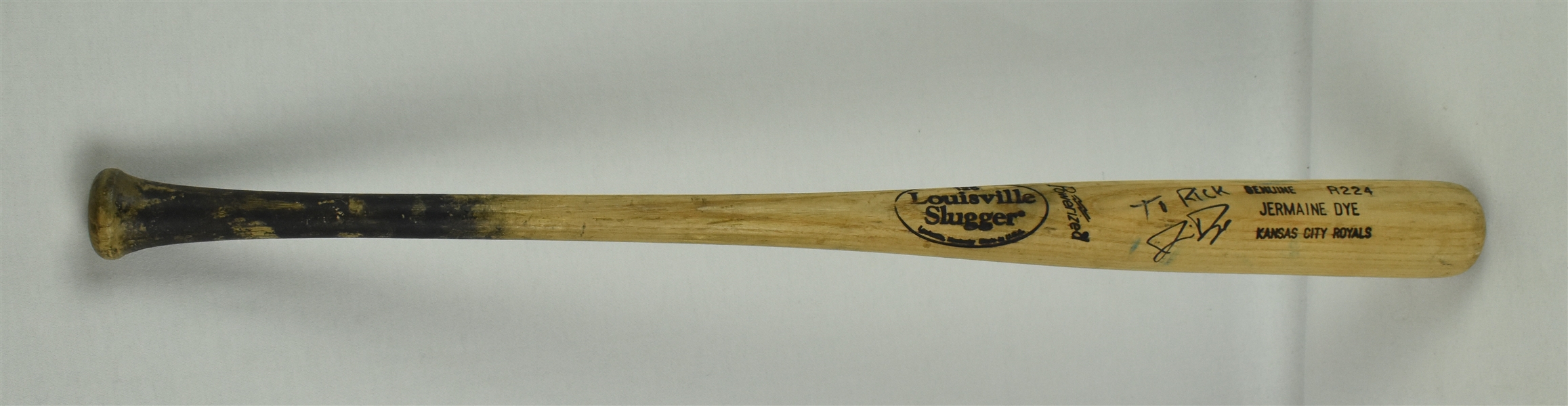 Jermaine Dye 1997 Kansas City Royals Game Used & Autographed Bat