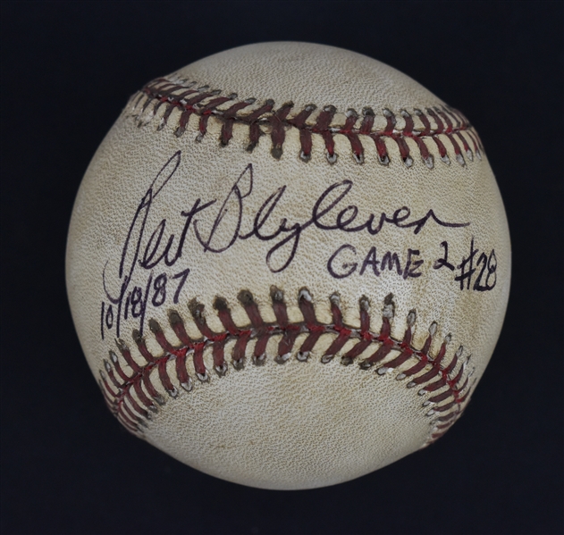 Bert Blyleven Autographed & Inscribed 1987 World Series Game 2 Game Used Baseball 