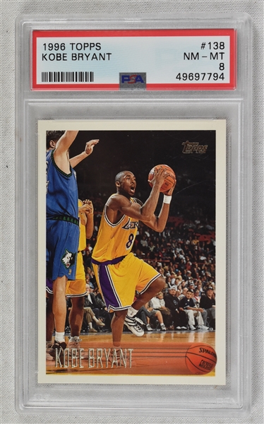 Kobe Bryant 1996-97 Topps Rookie Card #138  PSA 8 NM-MT