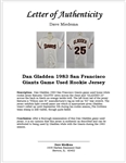 Dan Gladden 1983 San Francisco Giants Game Used Rookie Jersey w/Dave Miedema LOA