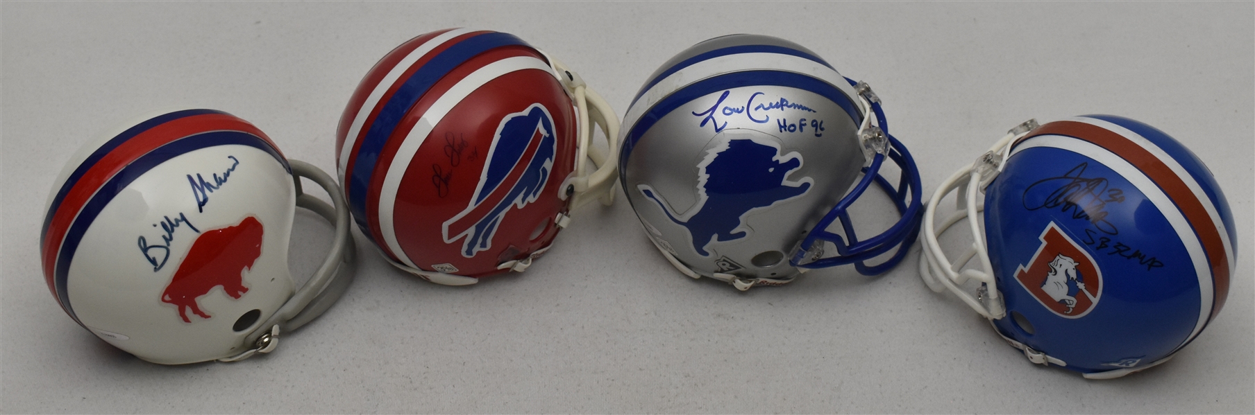 Collection of 4 Autographed Mini Helmets w/Terrell Davis & Thurman Thomas