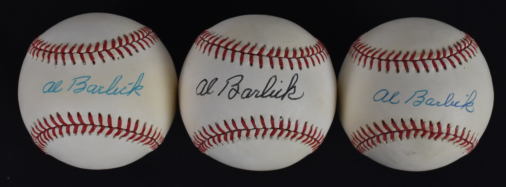 Collection of 3 Autographed Baseballs w/Al Barlick