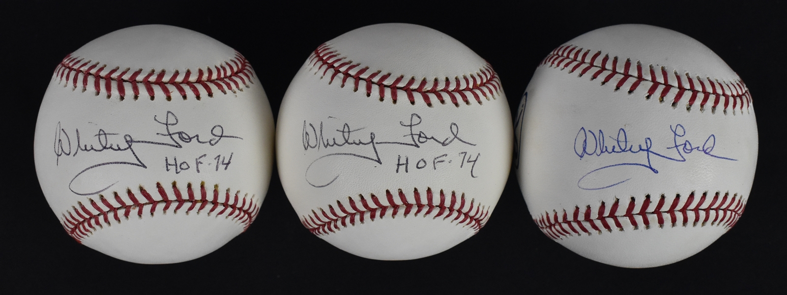 Collection of 3 Autographed Baseballs w/Whitey Ford