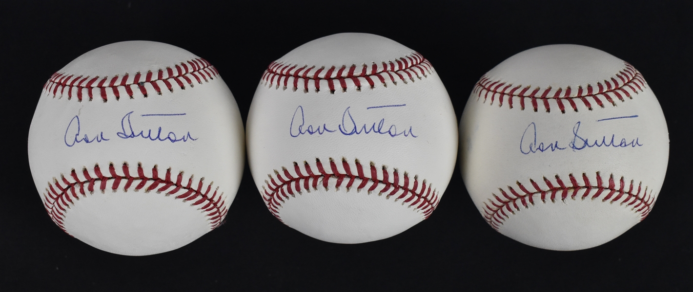 Collection of 3 Autographed Baseballs w/Don Sutton