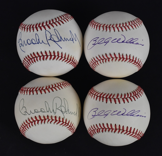 Collection of 4 Autographed Baseballs w/Brooks Robinson & Billy Williams