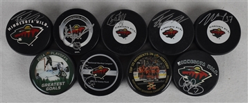 Minnesota Wild Lot of 7 Autographed Hockey Pucks