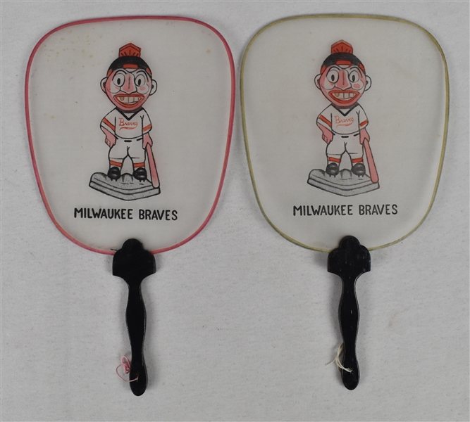 Milwaukee Braves Lot of 2 Vintage Collector Fans