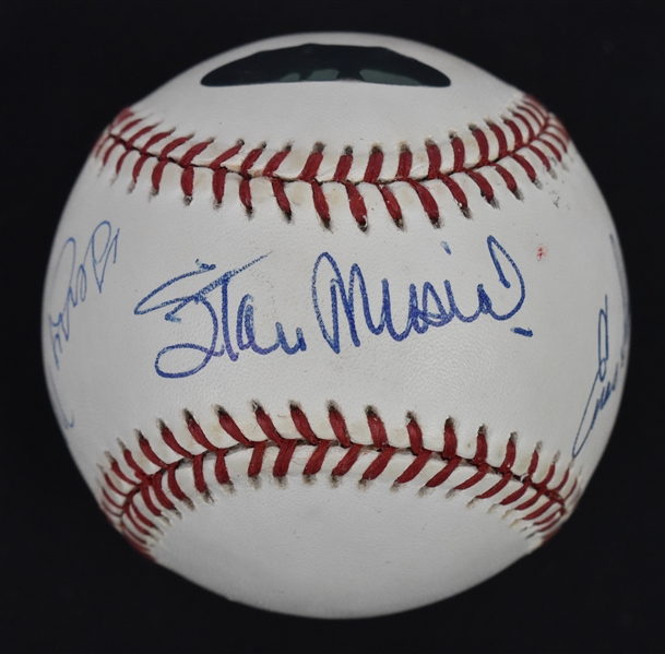 Stan Musial Terry Moore & Enos Slaughter Autographed Baseball