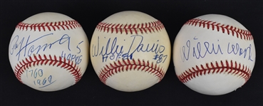 Paul Hornung Willie Davis & Willie Wood Autographed Green Bay Packers Baseballs