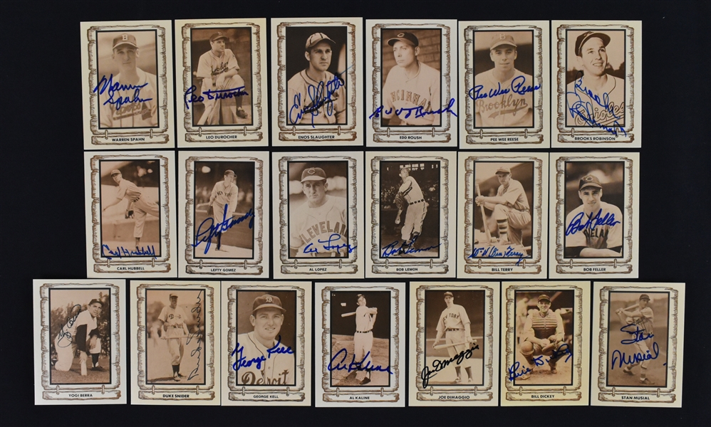 Collection of 19 Autographed Baseball Cards w/Yogi Berra & Joe DiMaggio