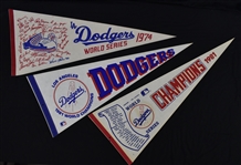 Los Angeles Dodgers Lot of 3 Pennants