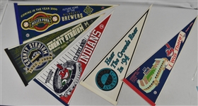 Milwaukee Brewers & Cleveland Indians Lot of 5 Pennants