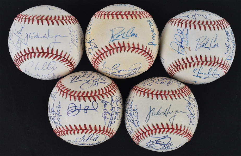 Collection of 5 Autographed World Series Baseballs