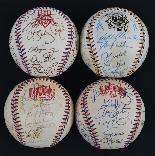 Collection of 4 Autographed All-Star Game Baseballs