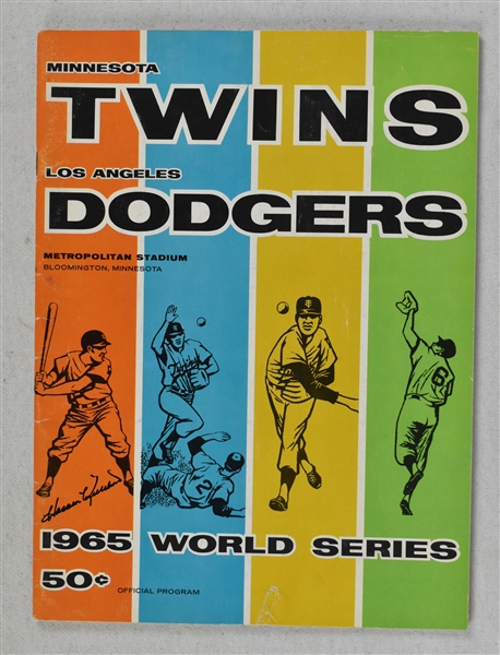 Minnesota Twins vs. Los Angeles Dodgers 1965 World Series Program Signed by Harmon Killebrew