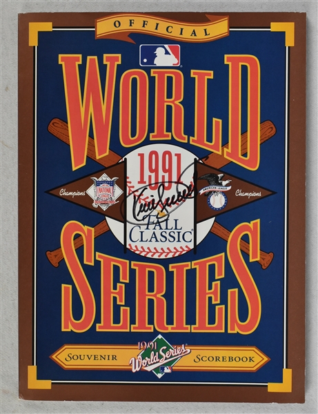 Minnesota Twins vs. Atlanta Braves 1991 World Series Program Signed by Kirby Puckett