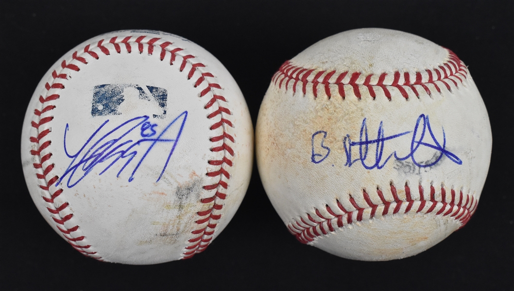 Blake Rutherford & Luis Cessa Lot of 2 Game Used & Autographed Baseballs