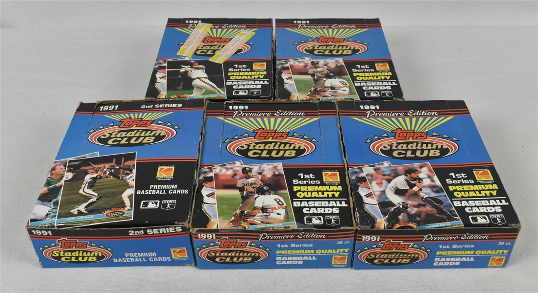 Lot of 5 Unopened 1991 Stadium Club Baseball Boxes