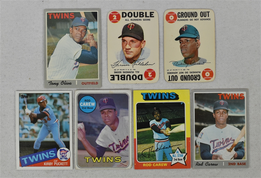 Vintage Lot of 7 Minnesota Twins Baseball Cards w/Harmon Killebrew Rod Carew & Kirby Puckett