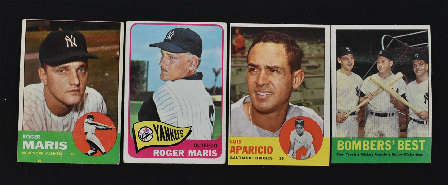 Lot of 4 Vintage Baseball Cards w/Mickey Mantle & Roger Maris