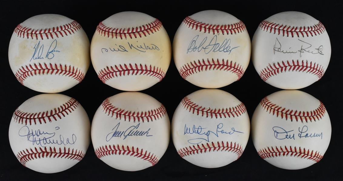 Collection of 8 Autographed HOF Pitcher Baseballs w/Nolan Ryan & Whitey Ford
